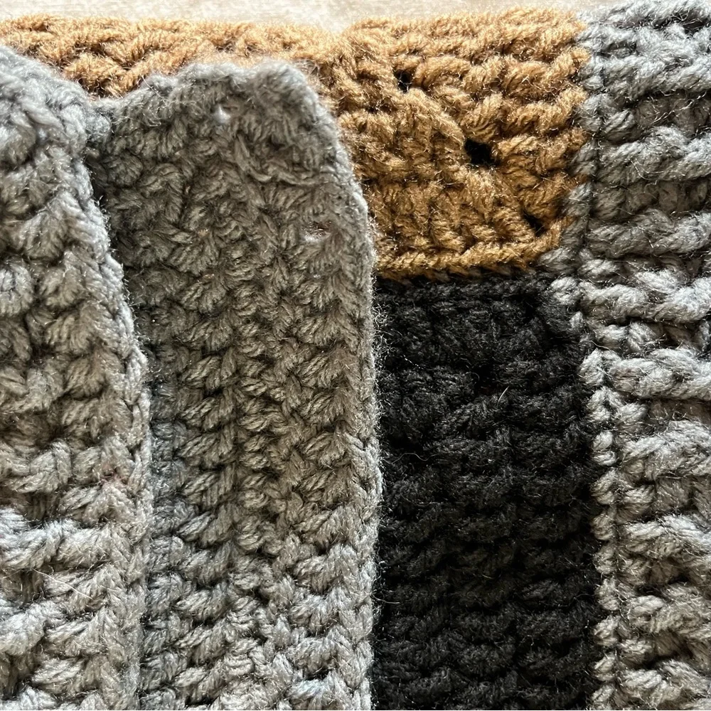 Crocheted‎ Granny Square Pillow Cover Handmade CottageCore Cabin